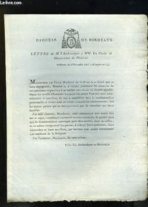 Lettre de M. L'Archevêque à MM. les curés et Desservans du Diocèse.