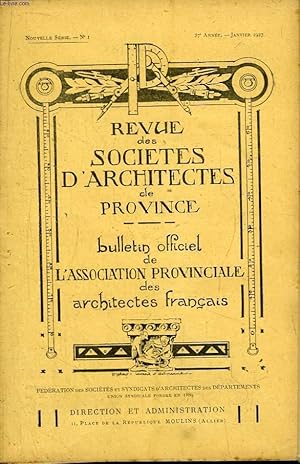 Seller image for Bulletin N1 - 37me anne, de la Revue des Socits d'Architectes de Province for sale by Le-Livre