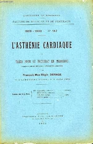 Seller image for L'Asthnie Cardiaque. Thse pour le Doctorat en Mdecine N147 for sale by Le-Livre