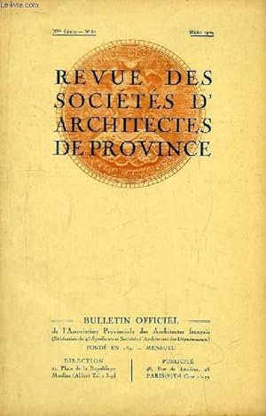 Seller image for Bulletin Officiel N87 (nouvelle srie) de la Revue des Socits d'Architectes de Province : Le controle de la construction - Congrs de Nmes . for sale by Le-Livre