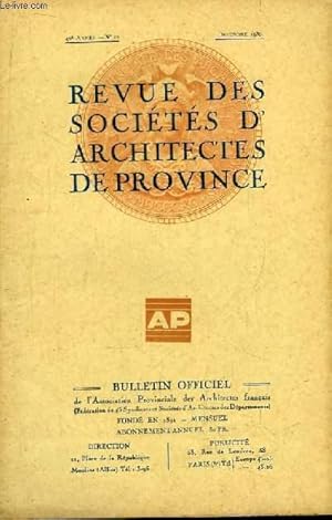 Seller image for Bulletin Officiel N12 - 40me anne, de la Revue des Socits d'Architectes de Province. for sale by Le-Livre