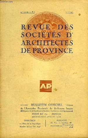Seller image for Bulletin Officiel N8 - 41 me anne, de la Revue des Socits d'Architectes de Province. for sale by Le-Livre