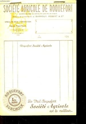 Carnet de commande de la Société Agricole de Roquefort. Usines frigorifiques, Spécialité pour l'e...