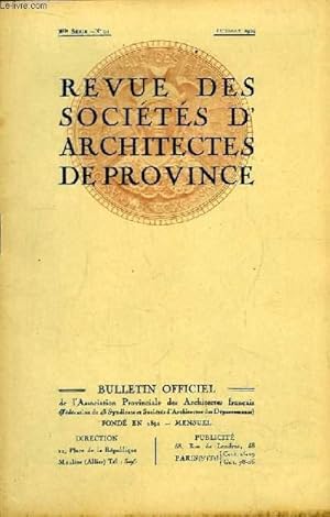 Seller image for Bulletin Officiel N94 (nouvelle srie), de la Revue des Socits d'Architectes de Province. for sale by Le-Livre