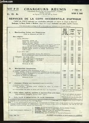 Seller image for Feuille de Tarifs N36 . Services de la Cte Occidentale d'Afrique for sale by Le-Livre