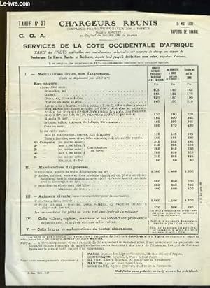 Seller image for Feuille de Tarifs N37 . Services de la Cte Occidentale d'Afrique for sale by Le-Livre