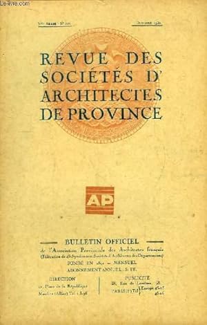 Seller image for Bulletin Officiel N106 (nouvelle srie), de la Revue des Socits d'Architectes de Province. for sale by Le-Livre