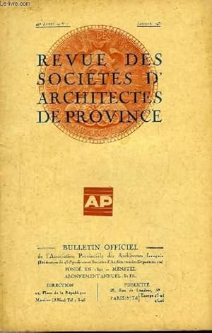 Seller image for Bulletin Officiel N1 - 42me anne, de la Revue des Socits d'Architectes de Province. for sale by Le-Livre