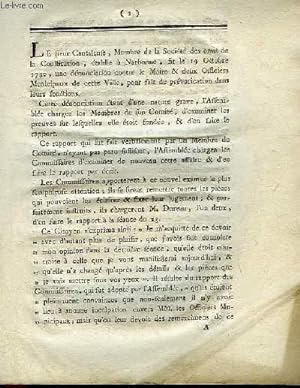 Lettre-imprimée de Grimaud, contre le Maire & deux officiers Municipaux de cette ville, pour fait...