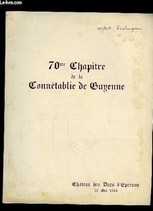 Menu du 70ème Chapitre de la Connétablie de Guyenne.