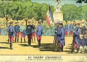 Estampe en couleurs, " La Grande Guerre N°6 - Au Champ d'Honneur, le Général Pau décore le Capita...