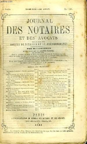 Seller image for Journal des Notaires et des Avocats. Cahier N5 , TOME XCII - 54e anne. for sale by Le-Livre