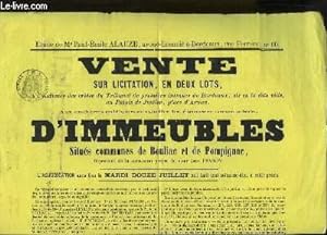 1 affiche de la Vente sur Licitation, d'Immeubles situés communes de Bouliac et de Pompignac.