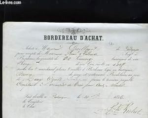 Bordereau d'Achat de 30 tonneaux de Vin Rouge de cru récolté en 1845