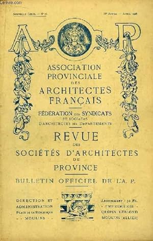 Seller image for Bulletin N76 - 38me anne, de la Revue des Socits d'Architectes de Province : for sale by Le-Livre