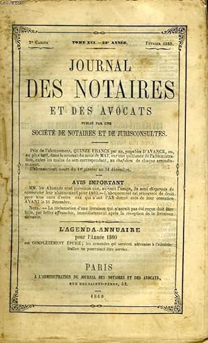 Seller image for Journal des Notaires et des Avocats. Cahier N2 , TOME XCI - 53e anne. for sale by Le-Livre