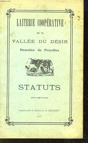 Image du vendeur pour Laiterie Cooprative de la Valle du Dsir. Domaine de Prezelles. Statuts. mis en vente par Le-Livre