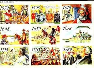4 planches chronologiques, retraçant en vignettes couleurs, l'Histoire de France de 1572 à 1944.