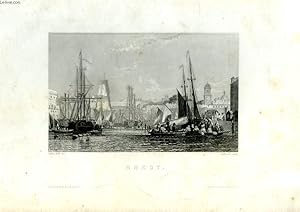 Une Gravure originale du XIXe siècle, du Port de Brest.