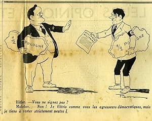 Bild des Verkufers fr Caricature d'Hitler et Molotov, extraite du journal " La Victoire " N8002 - 28me anne. zum Verkauf von Le-Livre