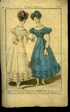 Une gravure XIXe en couleurs, de Costume Parisien. Coiffure ornée de gaze et de perles par Mr. Al...