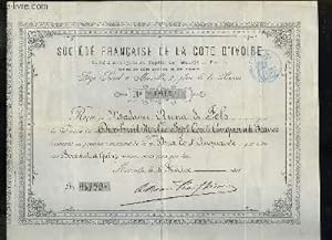 Un Reçu de la Société Française de la Côte d'Ivoire, de la somme de 18750 francs de la part de Ma...