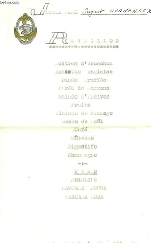 Menu d'un Réveillon, le 24 décembre 1959, adressé au Sergent Hernandez.