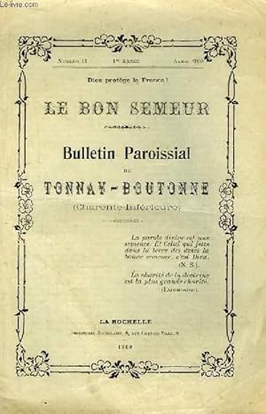 Le Bon Semeur N°11 - 1ère année. Bulletin Paroissial de Tonnay-Boutonne (Charente-Inférieure)