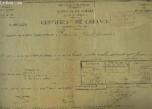 Un Certificat de Créance (Immeubles - Remploi) délivré à Paul-Armand B. - Dommages de Guerre (Loi...