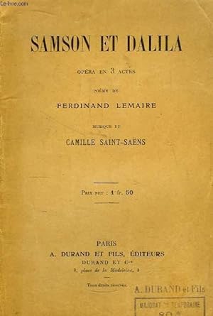 Seller image for Samson et Dalila. Opra en 3 actes. for sale by Le-Livre