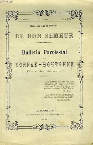 Le Bon Semeur N°1 - 2ème année. Bulletin Paroissial de Tonnay-Boutonne (Charente-Inférieure)