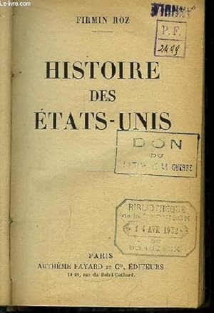 Bild des Verkufers fr Histoire des Etats-Unis. zum Verkauf von Le-Livre