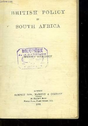 Bild des Verkufers fr British Policy in South Africa. zum Verkauf von Le-Livre