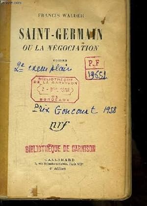 Imagen del vendedor de Saint-Germain ou la Ngocation. a la venta por Le-Livre