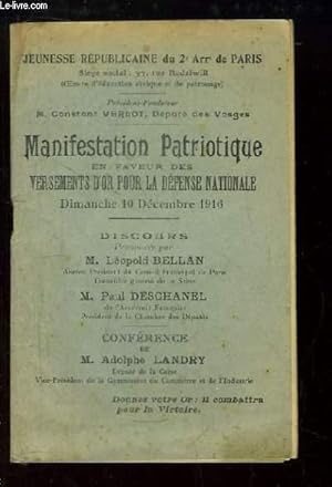 Immagine del venditore per Manifestation Patriotique en faveur des Versements d'Or pour la Dfense Nationale, dimanche 10 dcembre 1916 venduto da Le-Livre