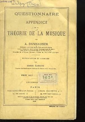 Imagen del vendedor de Questionnaire. Appendice de la Thorie de la Musique. a la venta por Le-Livre
