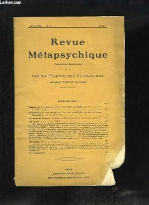 Bild des Verkufers fr Revue Mtapsychique. Bulletin de l'Institut Mtapsychique International, N3 : SEANCES DE CONNAISSANCE EXTRA-SENSORIELLE EN PUBLIC PAR E. OSTY - SWEDENBORG ET SES REVELATIONS SUR LES CONDITIONS DE LA VIE DANS L'AU-DELA PAR C. DE VESME . zum Verkauf von Le-Livre