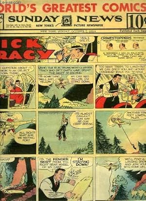 Seller image for Sunday News, Comic Section, New York's Picture Newspaper, du 7 octobre 1951 : Dick Tracy, Little Orphan Annie, Terry and the Pirates, Alice in Wonderland, The Gumps, Moon Mullins, Winnie Winkle, Gasoline Alley . for sale by Le-Livre