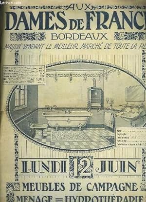 Seller image for Dpliant-Catalogue du Lundi 12 juin, Meubles de Campagne, Mnage et Hydrothrapie for sale by Le-Livre