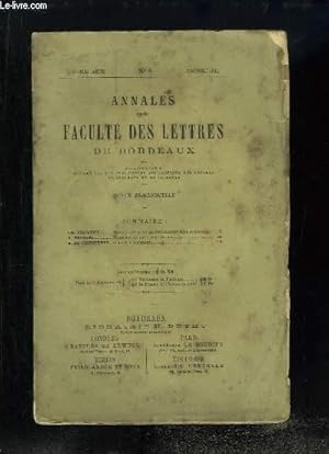 Bild des Verkufers fr Annales de la Facult des Lettres de Bordeaux. N5 - 4e anne : Porcius Latro, ou la Dclamation sous Auguste, par Th. FROMENT - Notes sur la Langue de Rotrou, par A. BENOIST - Moratin  Bordeaux, par A. de TREVERRET. zum Verkauf von Le-Livre