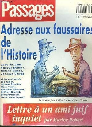 Imagen del vendedor de Passages N56 : Adresse aux faussaires de l'Histoire - Lettre  un ami juif inquiet, par Marthe Robert . a la venta por Le-Livre