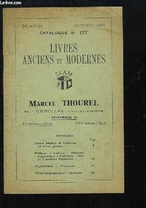 Image du vendeur pour Catalogue N177 (20e anne), de Livres Anciens et Modernes. mis en vente par Le-Livre