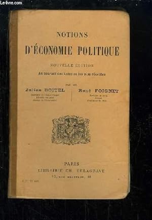 Imagen del vendedor de Notions d'Economie Politique. a la venta por Le-Livre