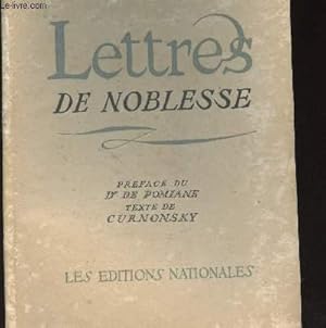 Bild des Verkufers fr LETTRES DE NOBLESSE zum Verkauf von Le-Livre