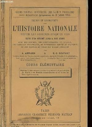 Imagen del vendedor de RECITS ET ENRETIENS SUR L HISTOIRE NATIONALE DEPUIS LES ORIGINES JUSQUEN 1328/COURS ELEMENTAIRE a la venta por Le-Livre