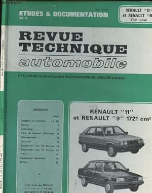 Seller image for ETUDES ET DOCUMENTATION DE LA REVUE TECHNIQUE AUTOMOBILE / RENAULT"11" ET RENAULT "9" for sale by Le-Livre