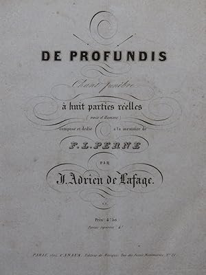 Seller image for DE LA FAGE Adrien De Profundis Chant Orgue ca1850 for sale by partitions-anciennes
