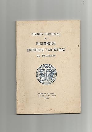 Imagen del vendedor de Comisin Provincial de Monumentos Histricos y Artsticos de Baleares. a la venta por Librera El Crabo