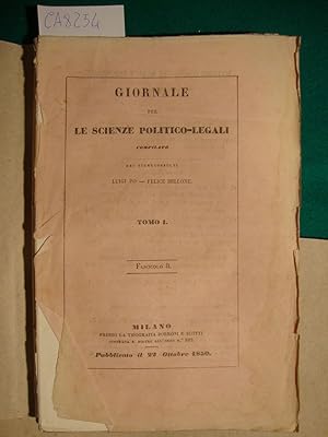 Giornale per le scienze politico-legali compilato dai giureconsulti Luigi Po - Felice Bellone - T...