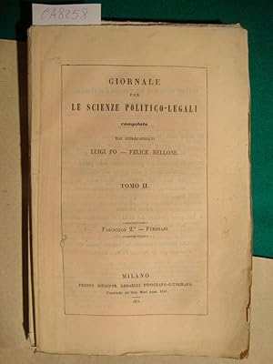 Giornale per le scienze politico-legali compilato dai giureconsulti Luigi Po - Felice Bellone - T...